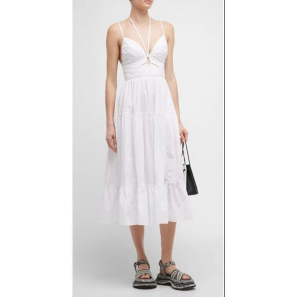 Ulla Johnson Phoebe White Cutout Keyhole Tiered Tie Maxi Dress Size 4 - Picture 1 of 6
